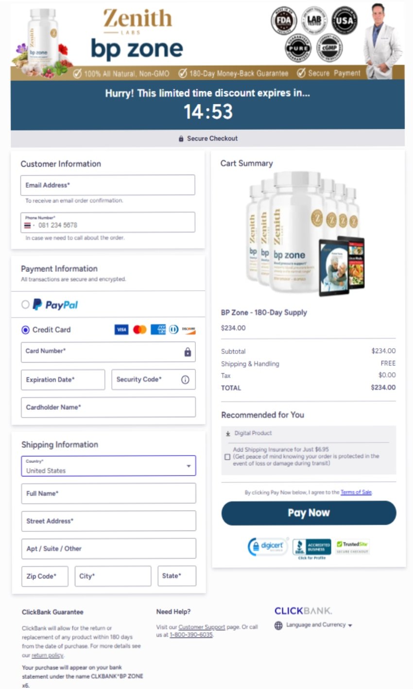 BP Zone Official Website Secure Order Page